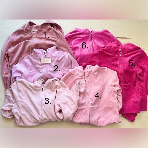 VTG F21 Light Baby Pink Velour Zip up Track Jacket Hoodie L - Picture 9 of 9